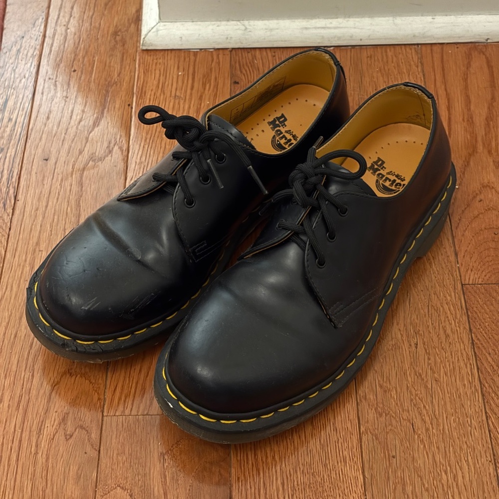 Dr. Martens Black Leather Shoes, 1461